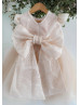 Beaded Champagne Lace Tulle V Back Cute Flower Girl Dress